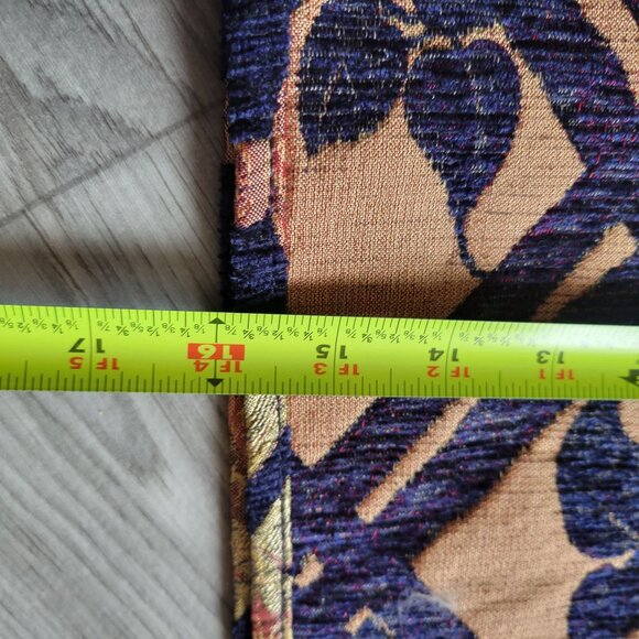 Vintage Floral Tapestry Table Runner With Gold Tassels 72" Long Beige & Navy Blu - Picture 7 of 7